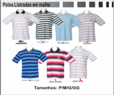 Polos listradas em malha 100% algodão